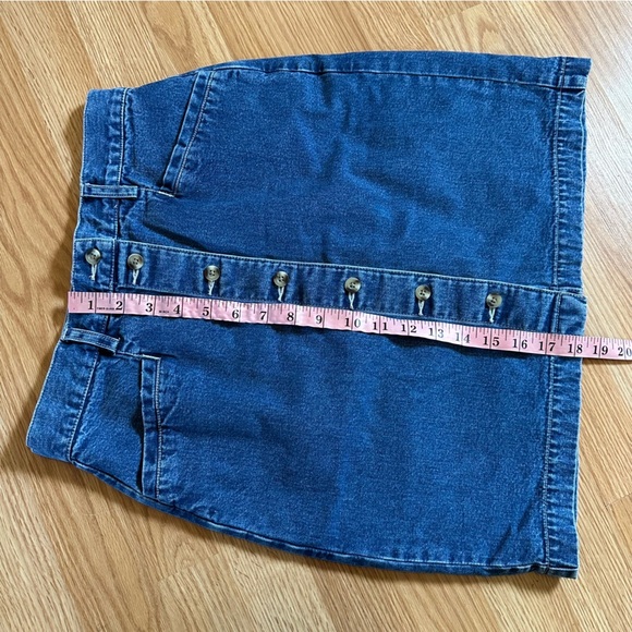 Eddie Bauer women’s size 8P vintage cotton denim button down skirt with pockets - Picture 5 of 5